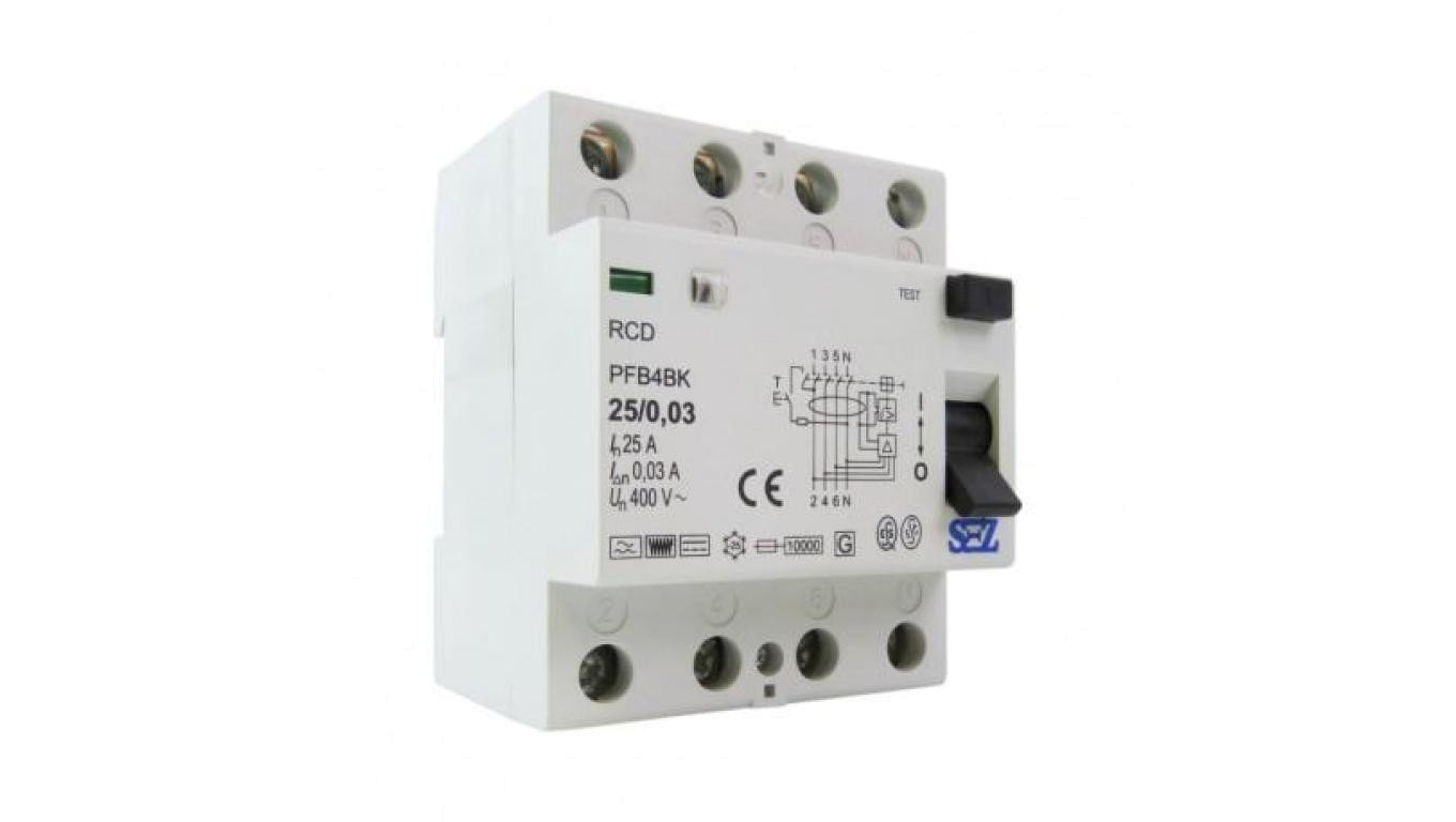 25A 30mA 4P 10kA TYP B RCD/RCCB Wyłącznik różnicowoprądowy SEZ 8866