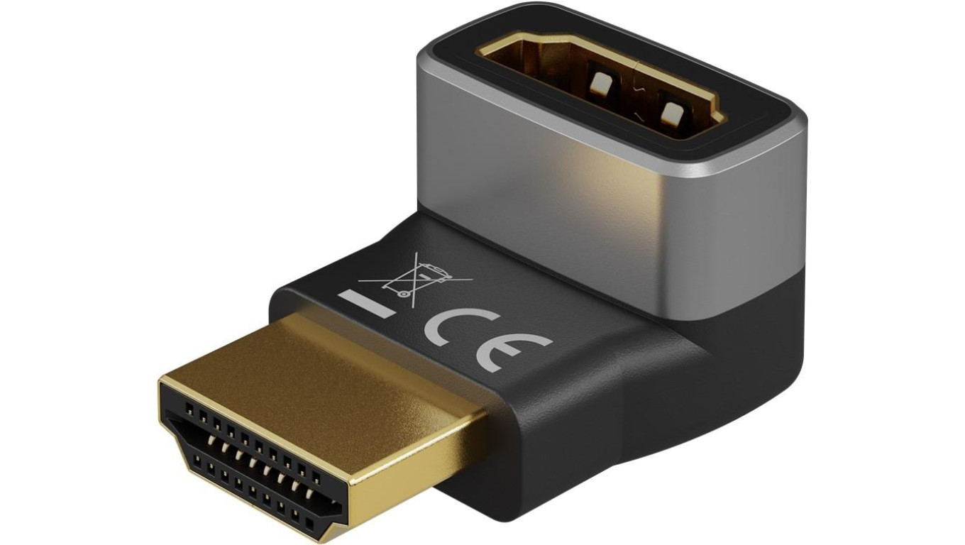 Adapter HDMI™ kątowy 90 pionowy, 8K @ 60 Hz, pozłacany