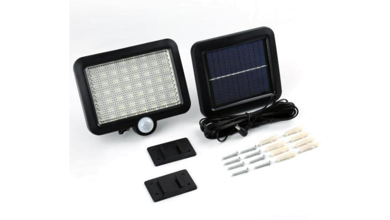 Naświetlacz z panelem solarnym 3W LED, 300lm, 1500mAh czujnik ruchu 5m, 120st/czujnik zmierzchu, przewód 5m, czarna / 72290