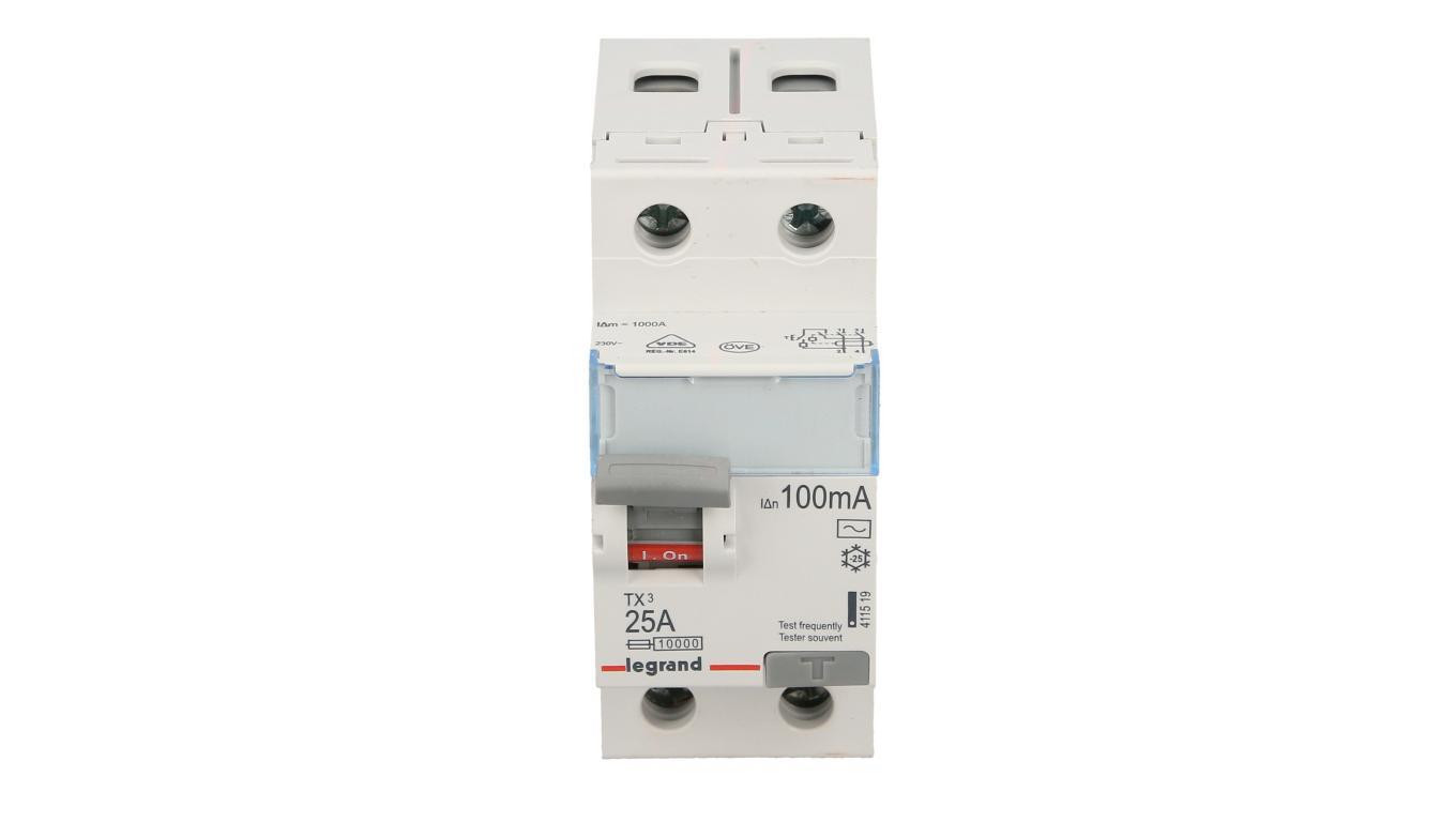 Wyłącznik różnicowoprądowy 2P 25A 0,1A typ AC P302 TX3 411519