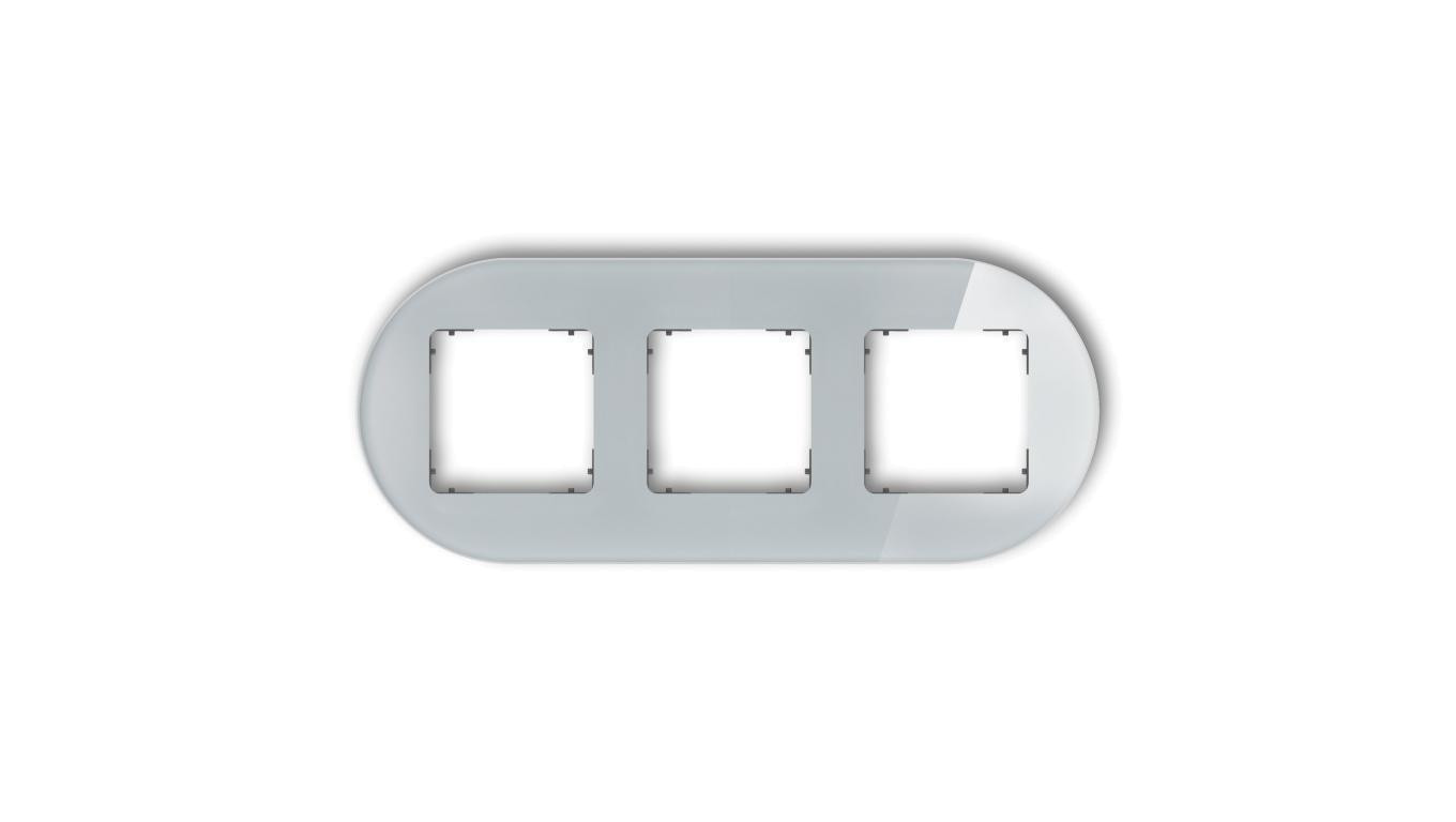 ICON Ramka uniwersalna potrójna okrągła - efekt szkła (ramka: szara spód: grafitowy mat) 15-28-IRSO-3