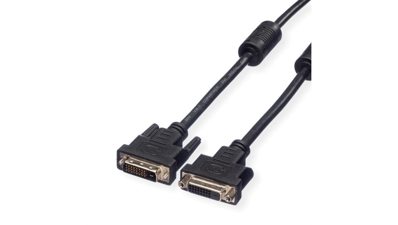 VALUE Verlengkabel DVI, DVI M-F, (24+1) dual link, 1,0 m, 1 m