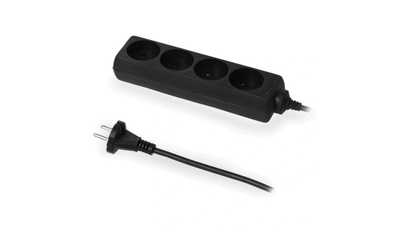 Przedłużacz elektryczny Listwa zasilająca na 4 gniazda 2P czarna 3m ECO PLASTROL