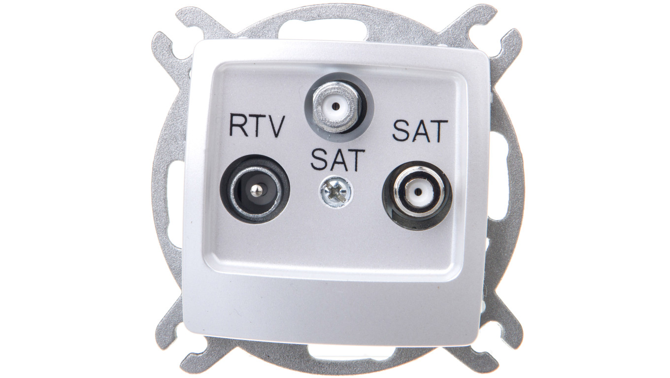 KARO Gniazdo antenowe RTV-SAT-SAT srebrny perłowy GPA-S2S/m/43