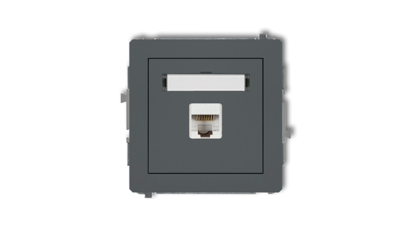 DECO Gniazdo komputerowe pojedyncze 1xRJ45, kat. 5e, 8-stykowy grafitowy mat 28DGK-1