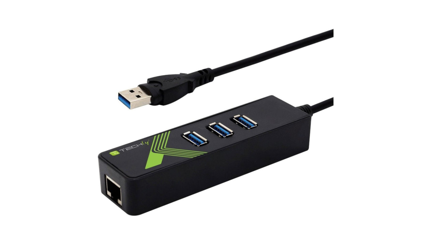 Adapter karta sieciowa USB 3.0 na RJ45, hub 3xUSB 3.2 IDATA USB-ETGIGA-3U2