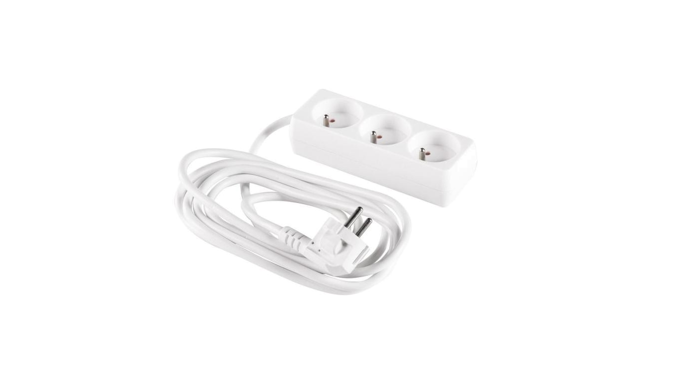 Przedłużacz 3-gniazda z/u 1,5m /H05VV-F 3G1/ biały PM-BW-3G-15