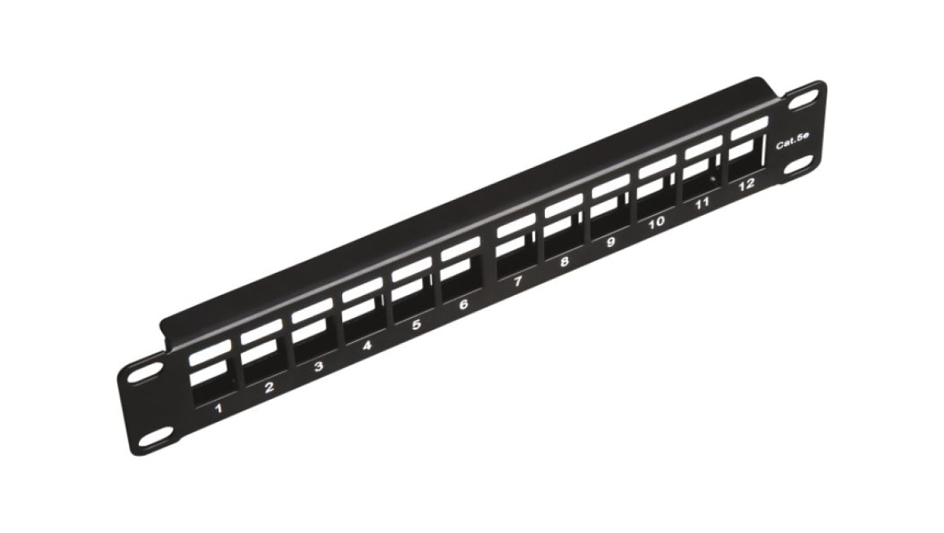 Patch panel 10 modularny 12 portów 1U niewyposażony PK038