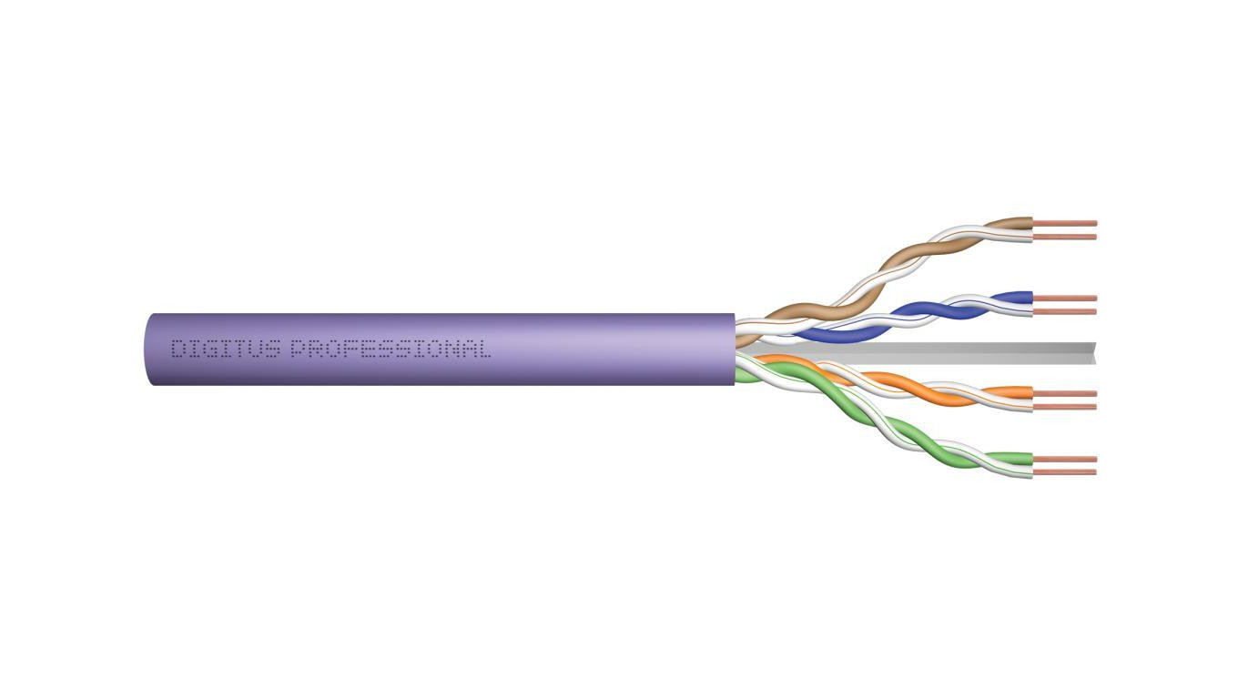 Kabel instalacyjny DIGITUS kat.6, U/UTP, B2ca, AWG 23/1, LSOH, 100m, fioletowy DK-1616-VH-1