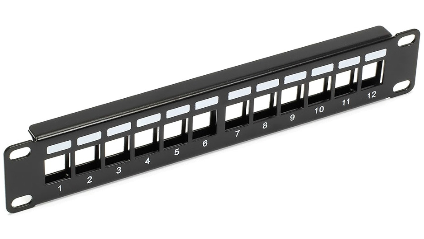 Patch panel pusty RACK 10 1U na 12 modułów keystone czarny