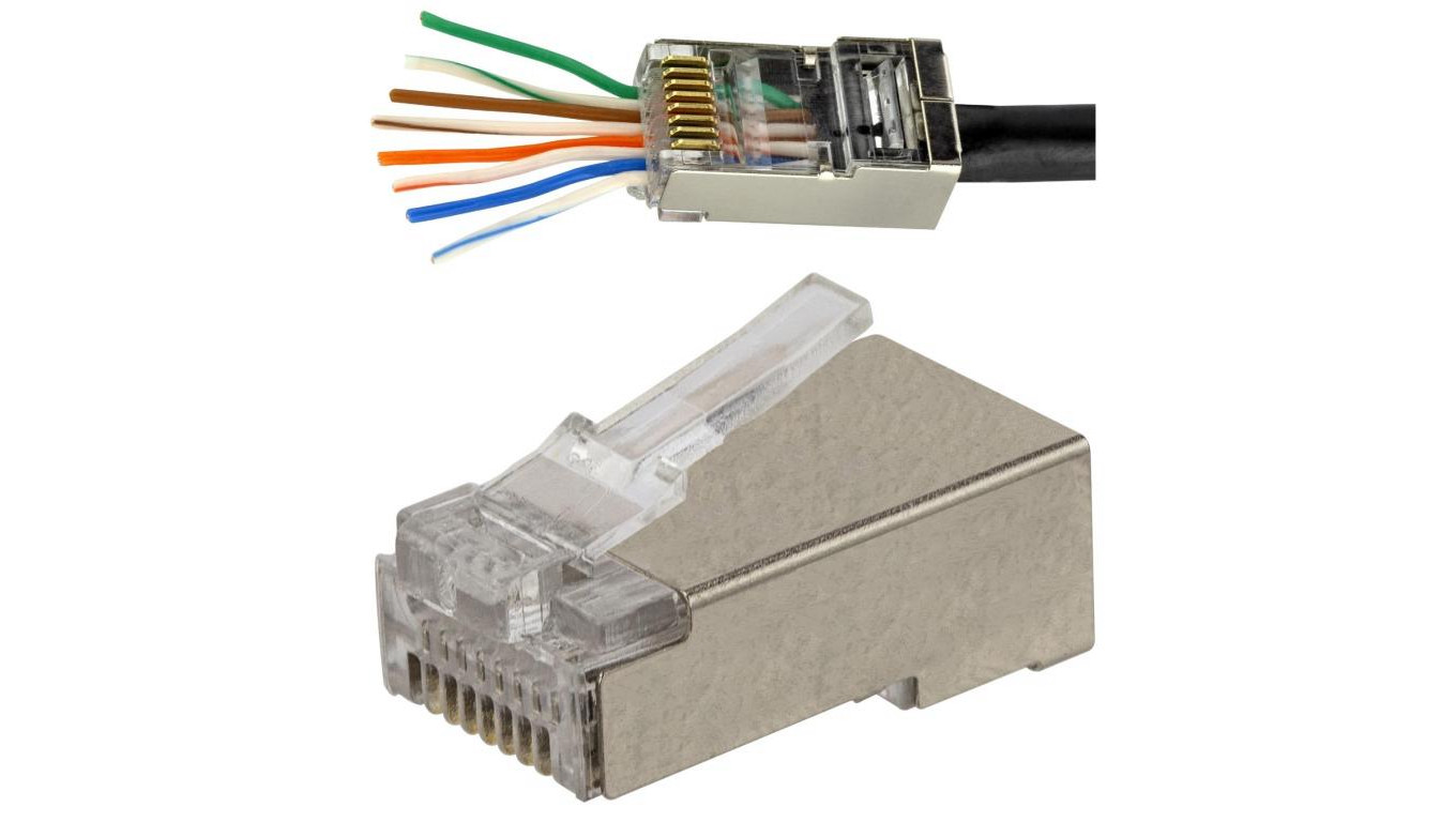 Wtyk modularny RJ45 8P8C kat.5e ekranowany FTP drut przelotowy WORECZEK 100szt. Alantec