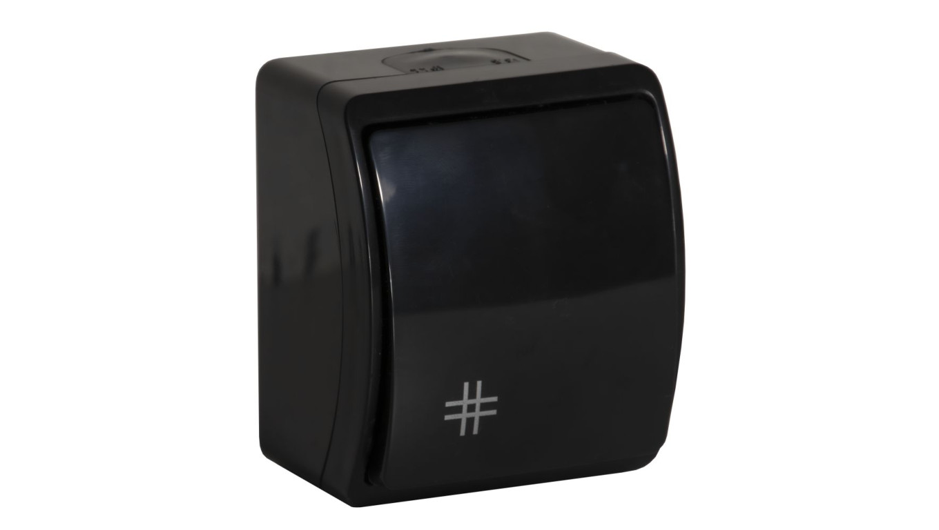 Łącznik krzyżowy pojedynczy natynkowy IP44 czarny Koala 154-05