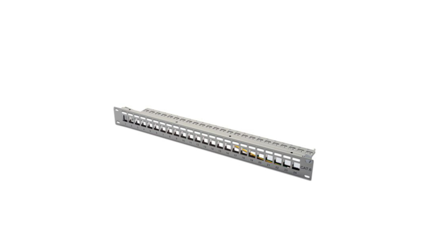 Patch panel pusty 19 cali 24x keys 1U szary (RAL 7035) DN-91410