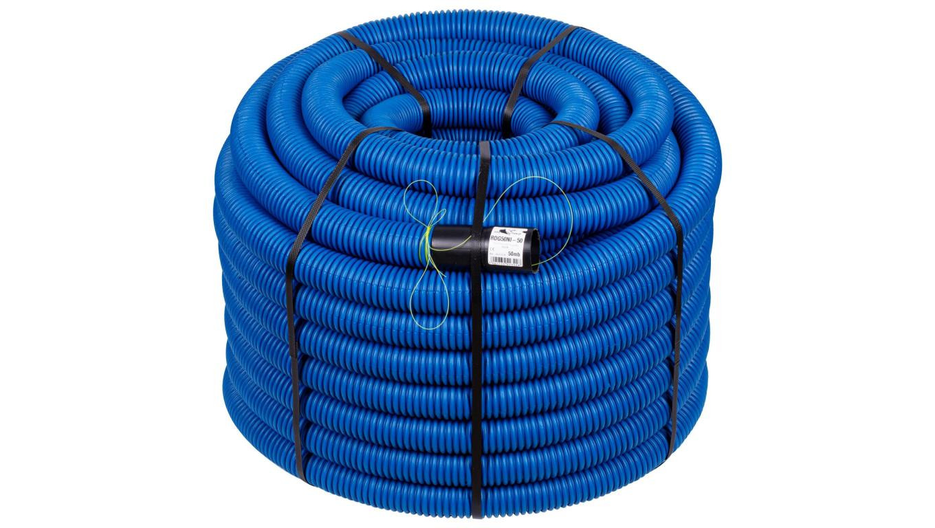 Rura karbowana AROT 50mm dwuwarstwowa osłonowa do ziemi peszel z pilotem 450N HDPE niebieska 25m RDG ELMARK