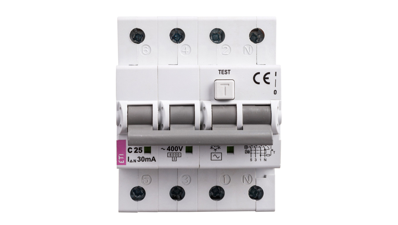 Wyłącznik różnicowo-nadprądowy 4P 25A C 0,03A typ AC KZS-4M 002174026