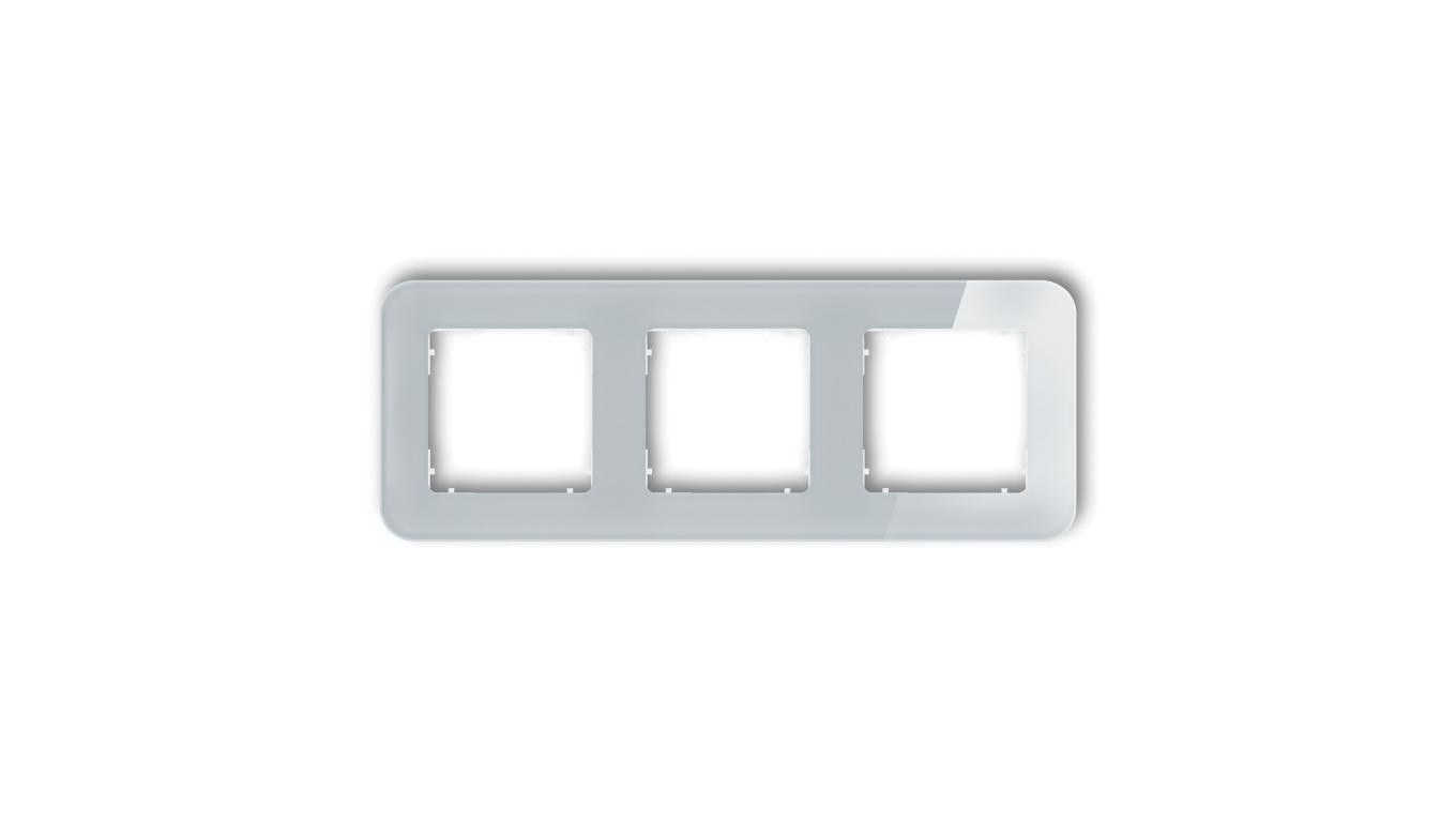 ICON Ramka uniwersalna potrójna zaokrąglona - efekt szkła (ramka: szara spód: biały) 15-0-IRSZ-3