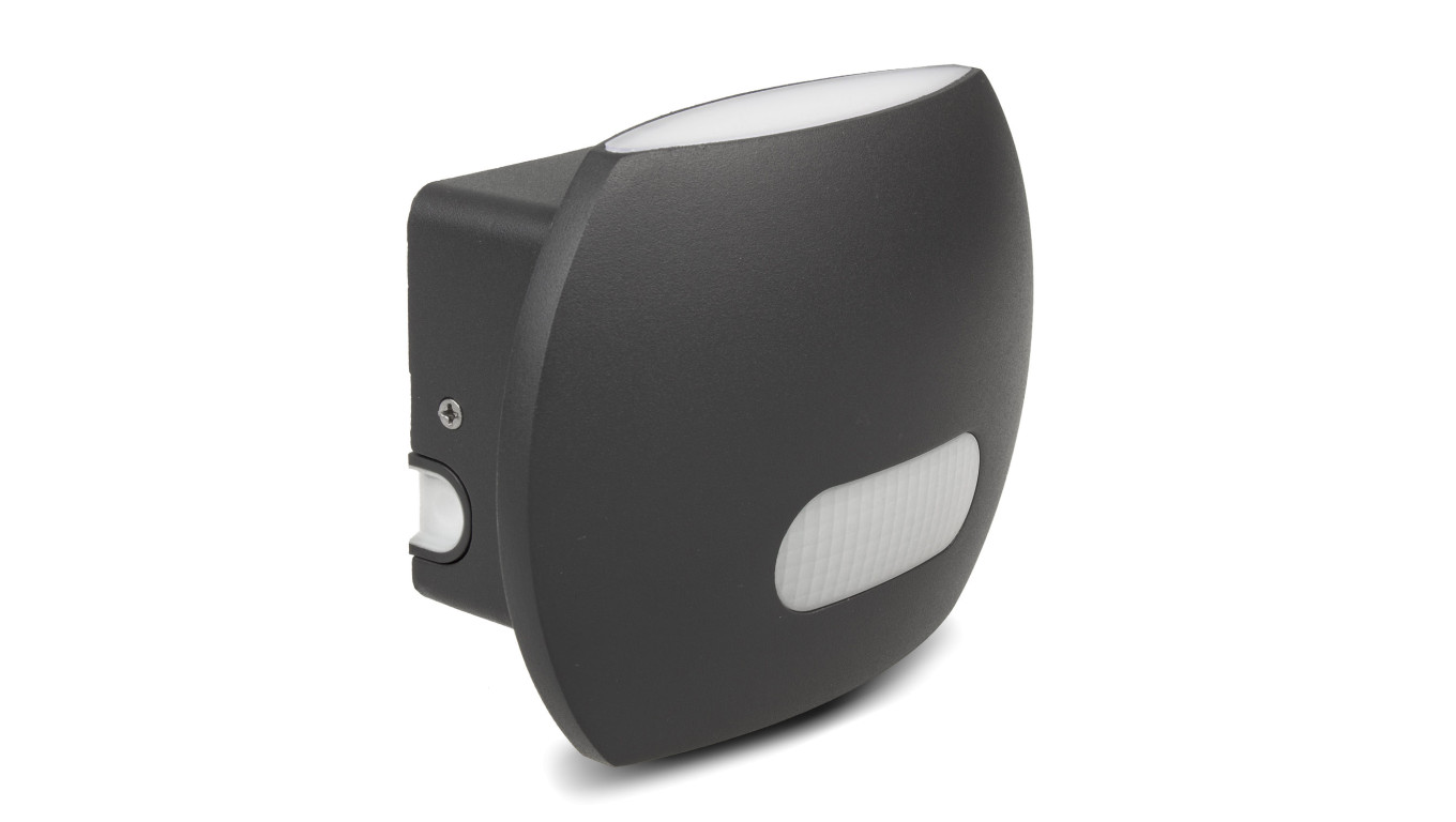 Lampa LED Maclean, Ścienna, Z czujnikiem PIR, PC+ALU, 20W, 1600lm, IP65, Neutral White 4000K, Szara, MCE366