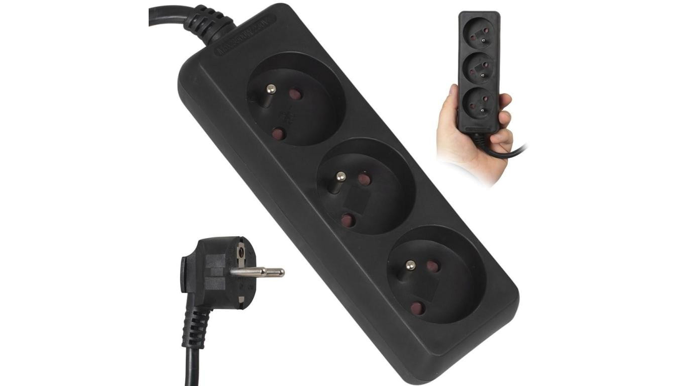 Przedłużacz 3 gniazda z uziemieniem 1,5m 10A IP20 LB0080B-1,5 Libox