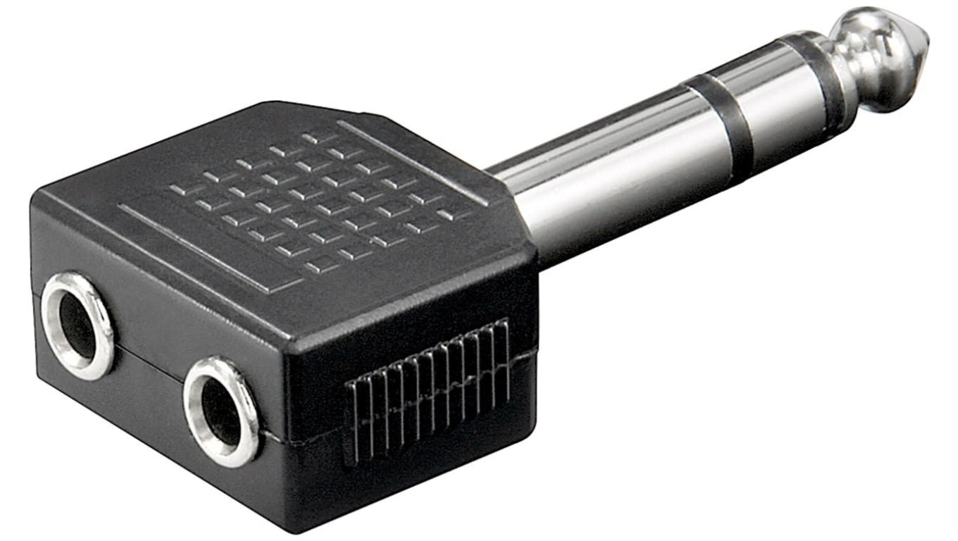 Adapter do słuchawek ze złączem jack AUX, 6,35 mm na 2 x 3,5 mm