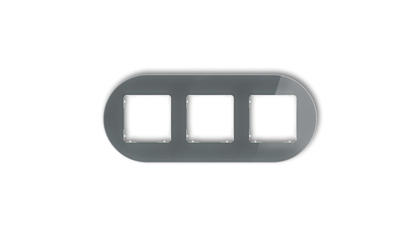 ICON Ramka uniwersalna potrójna okrągła - efekt szkła (ramka: grafitowa spód: biały) 28-0-IRSO-3