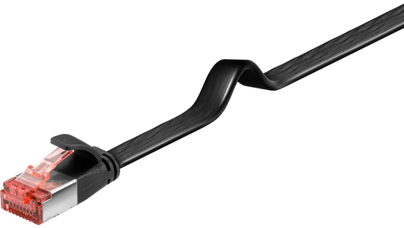 CAT 6 kabel krosowy płaski,U/FTP, czarny - Długość kabla 1 m