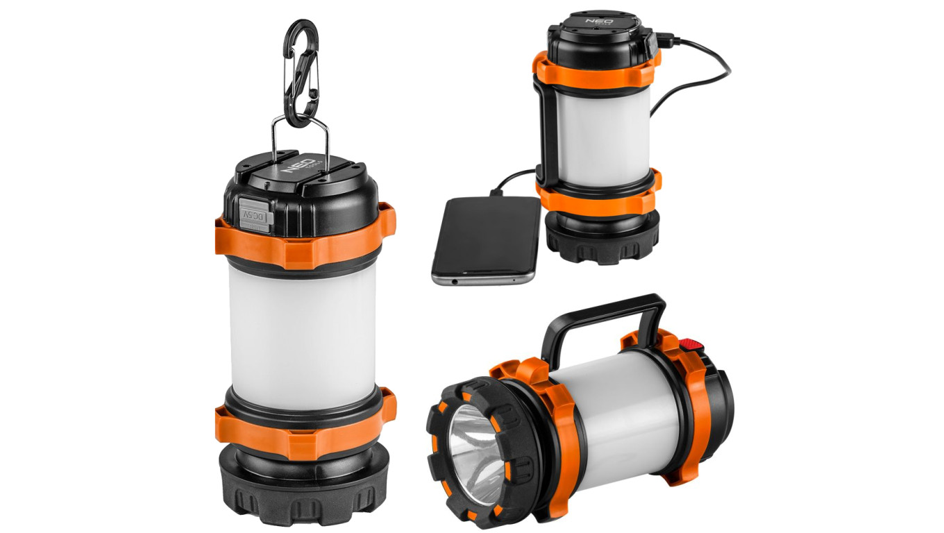 Lampa biwakowa akumulatorowa 800lm powerbank 3w1 CREE T6 + SMD LED 99-031