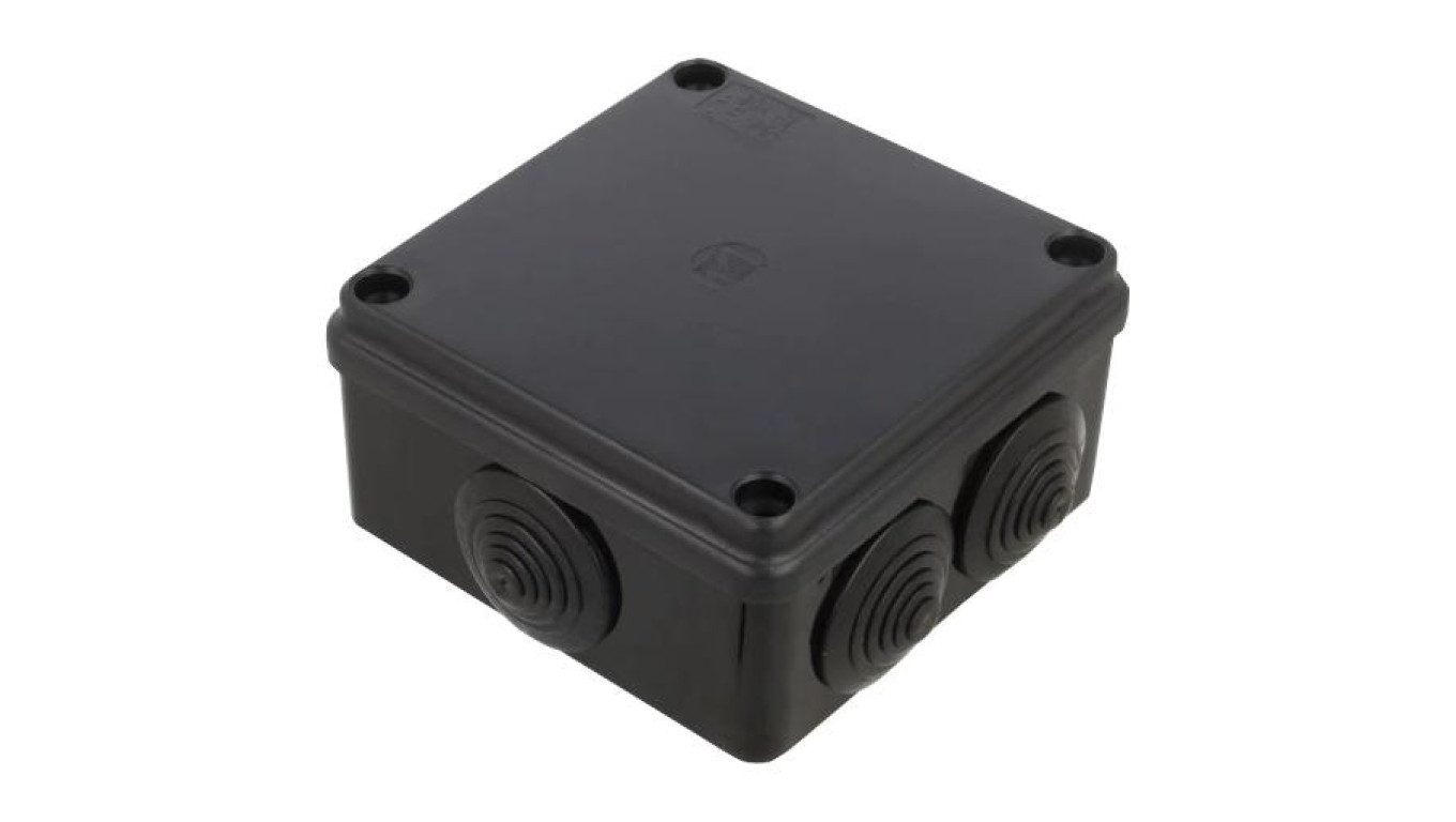 Puszka hermetyczna S-BOX 100x100x50, 6 dławików, odporna na UV, czarna, IP65 /S-BOX 106C/