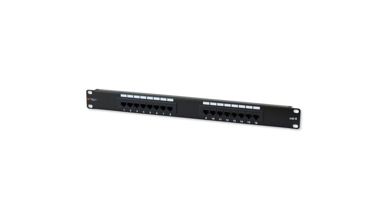 Patch Panel 1U UTP 16x RJ45 Cat6 Czarny