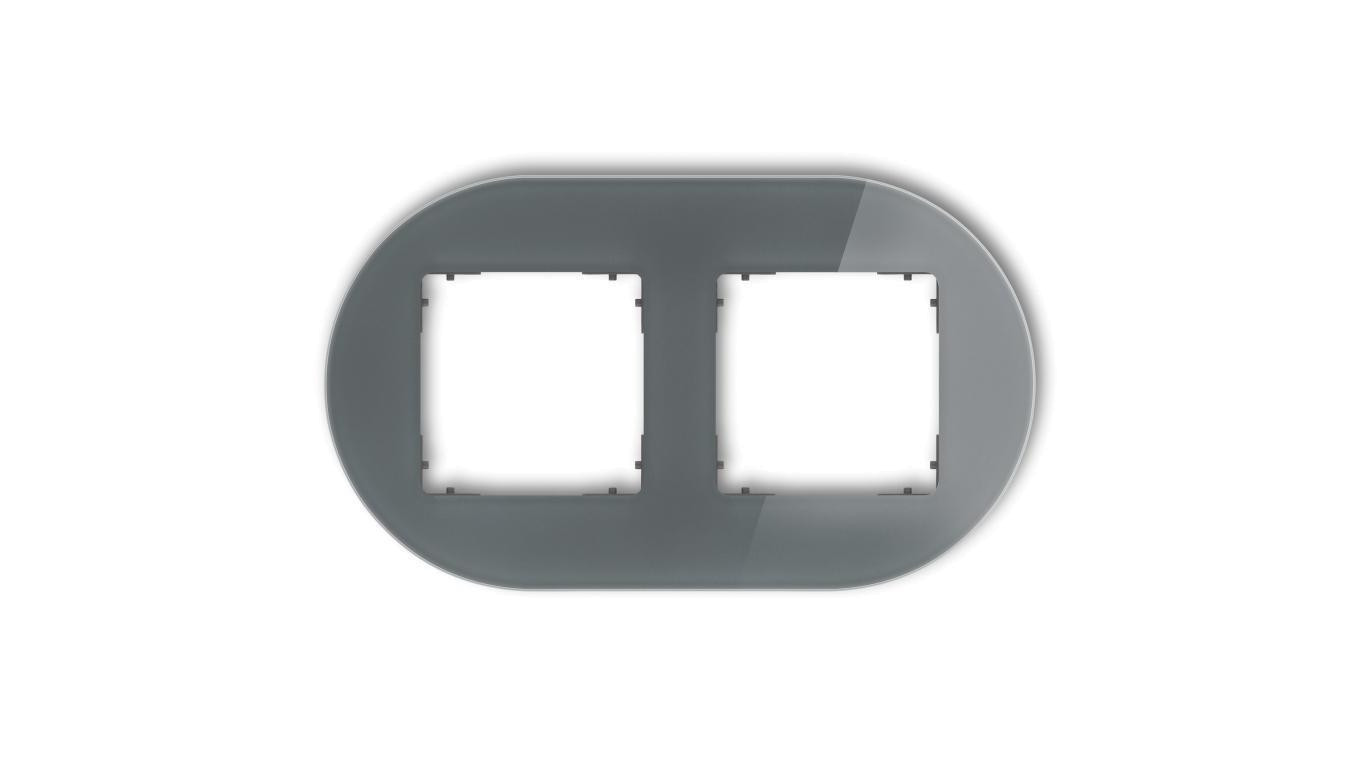 ICON Ramka uniwersalna podwójna okrągła - efekt szkła (ramka: grafitowa spód: grafitowy mat) 28-28-IRSO-2