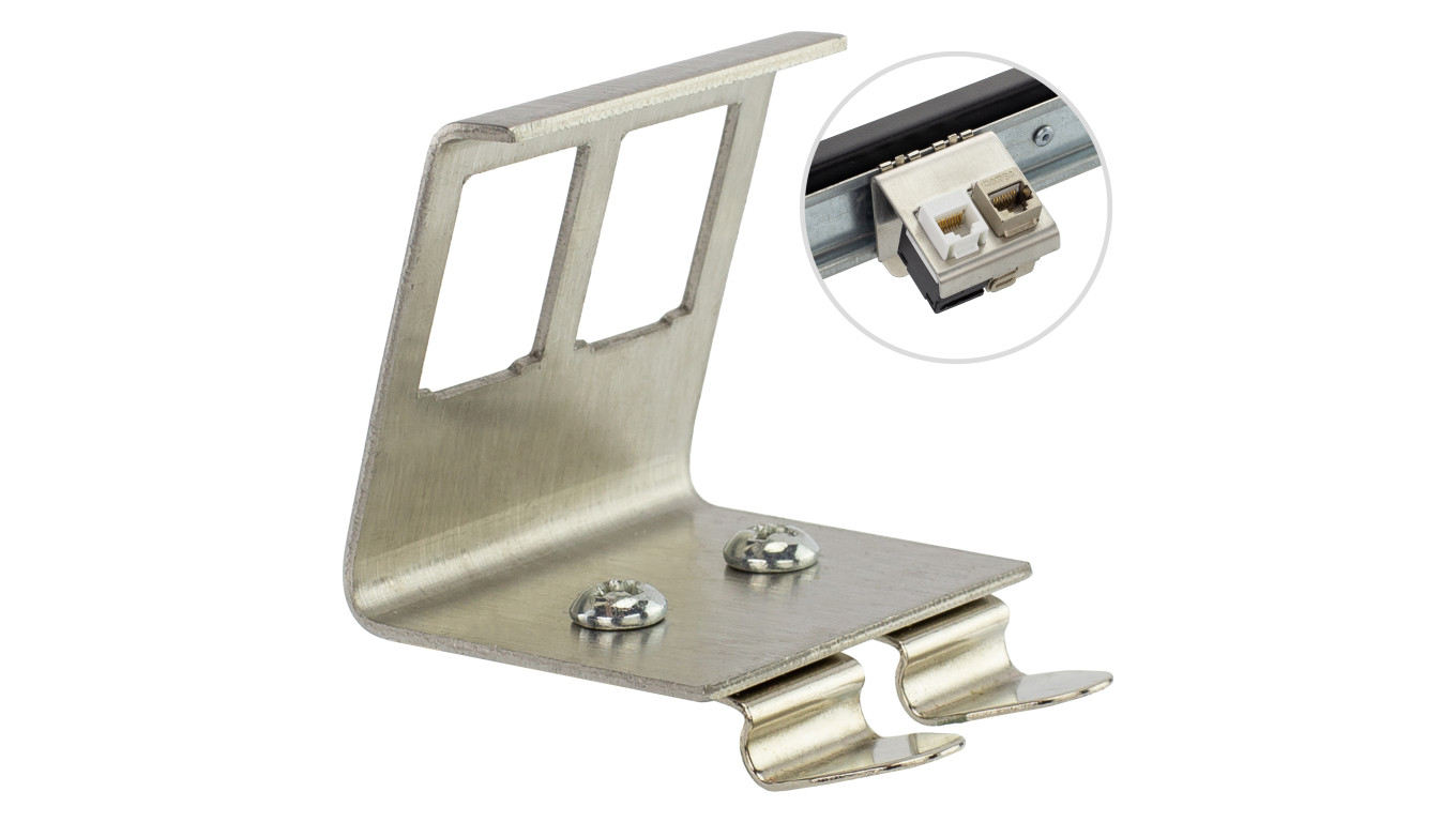 Adapter montażowy keystone podwójny na szynę DIN TH35 metalowy Alantec