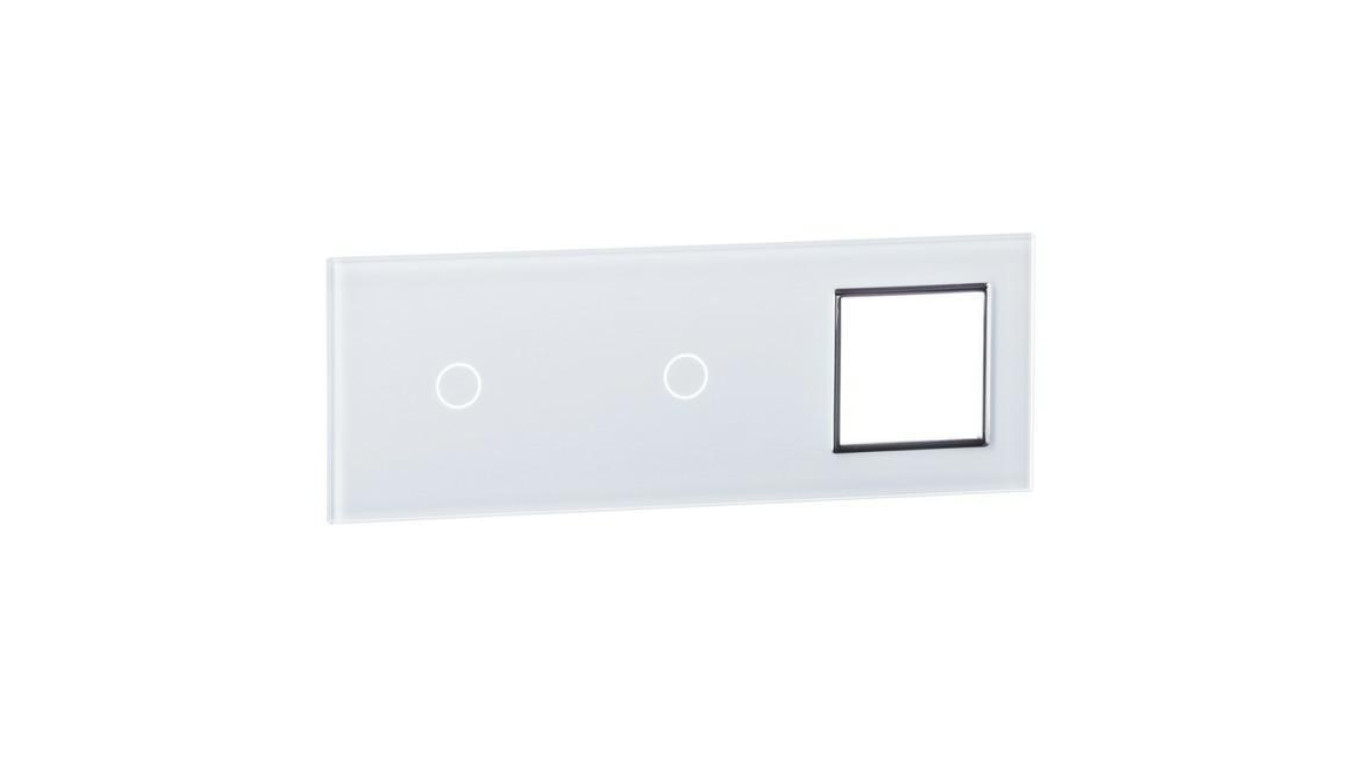 Livolo BIAŁY PANEL SZKLANY 1+1+ MIEJSCE NA GNIAZDO 7011G-61