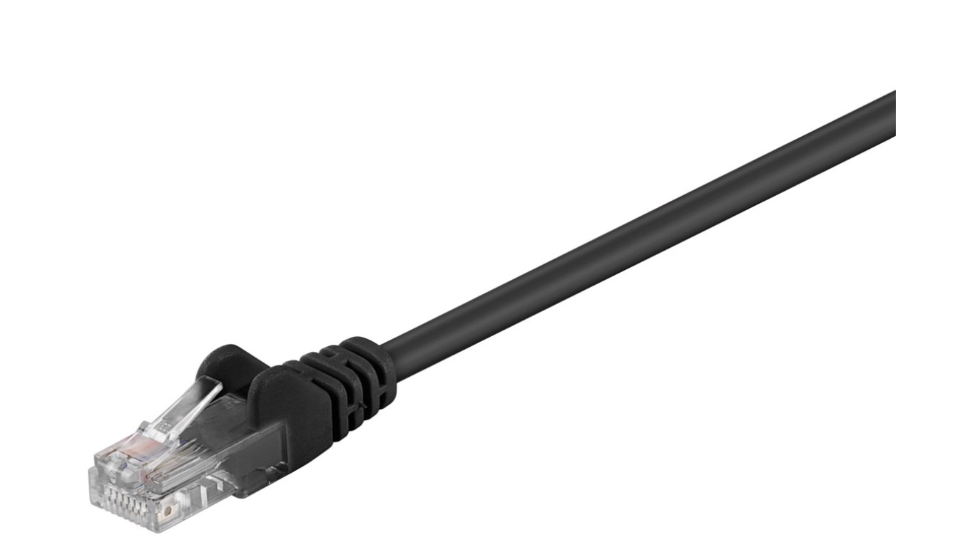 CAT 5e Kabel łączący, U/UTP, czarny - Długość kabla 0.25 m