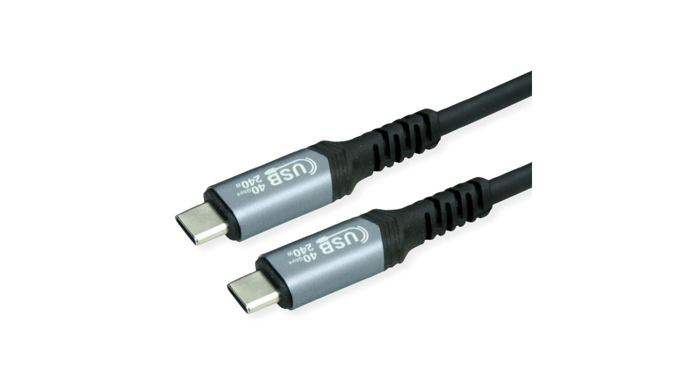 VALUE Kabel USB4 Gen3x2, C-C, M/M, 40Gbit/s, 240W, zwart, 0.8 m