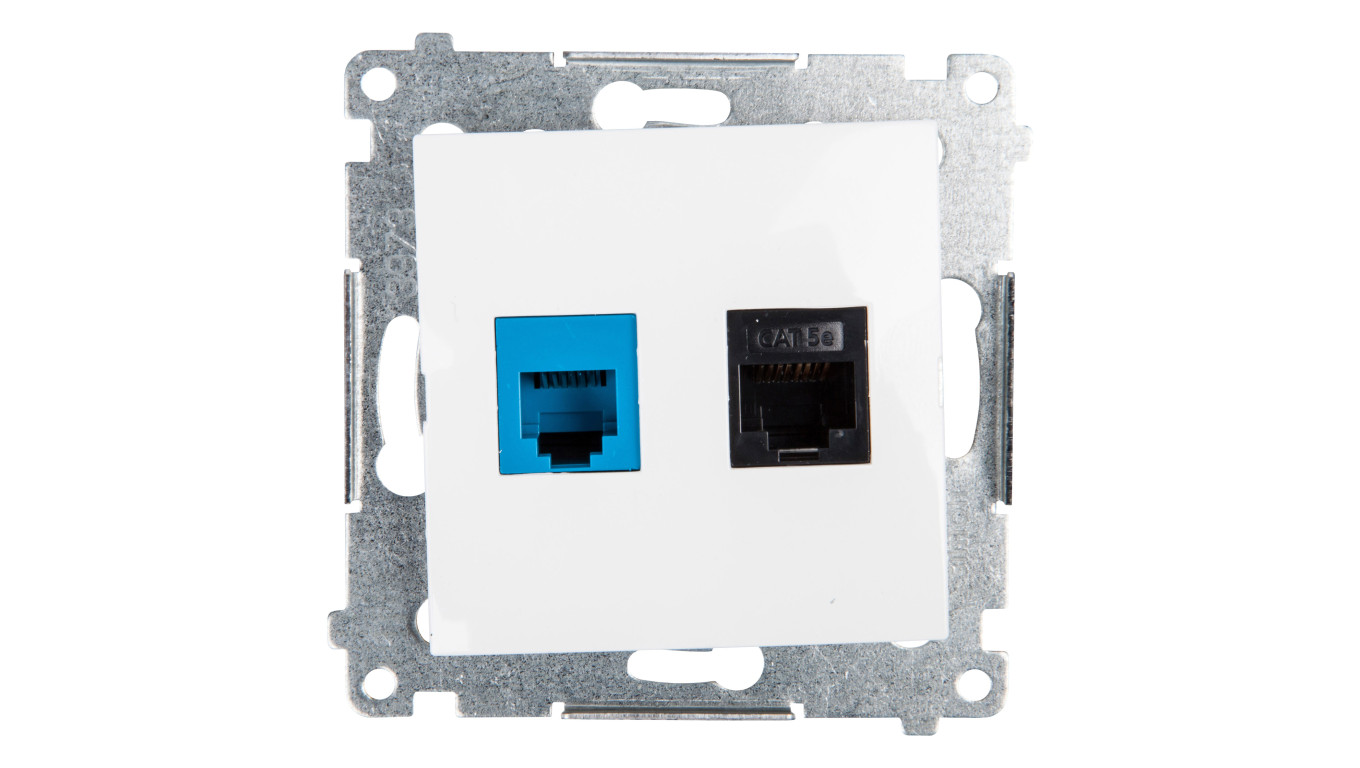 Simon 54 Gniazdo teleinformatyczne RJ45 kat.5e + RJ12 białe D5T.01/11
