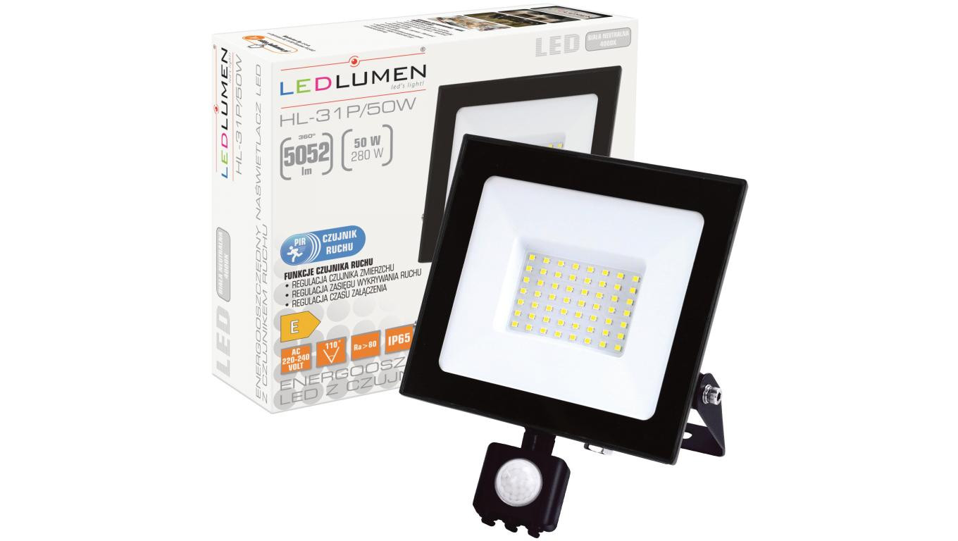 HL-31P/50W naświetlacz LED IP44 PIR NW