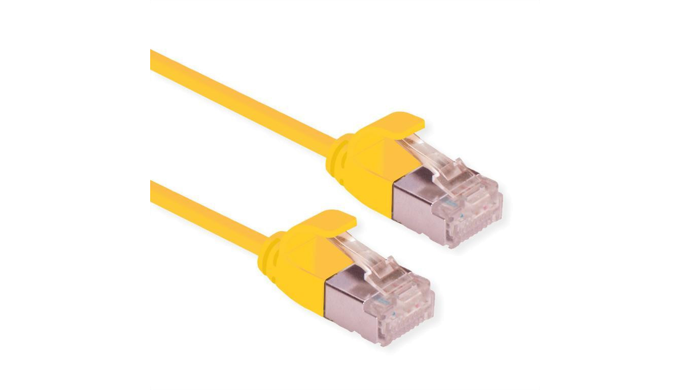 ROLINE F/UTP DataCenter Patch Cord Cat.6A (Class EA), LSOH, bardzo cienki, żółty, 0,15 m