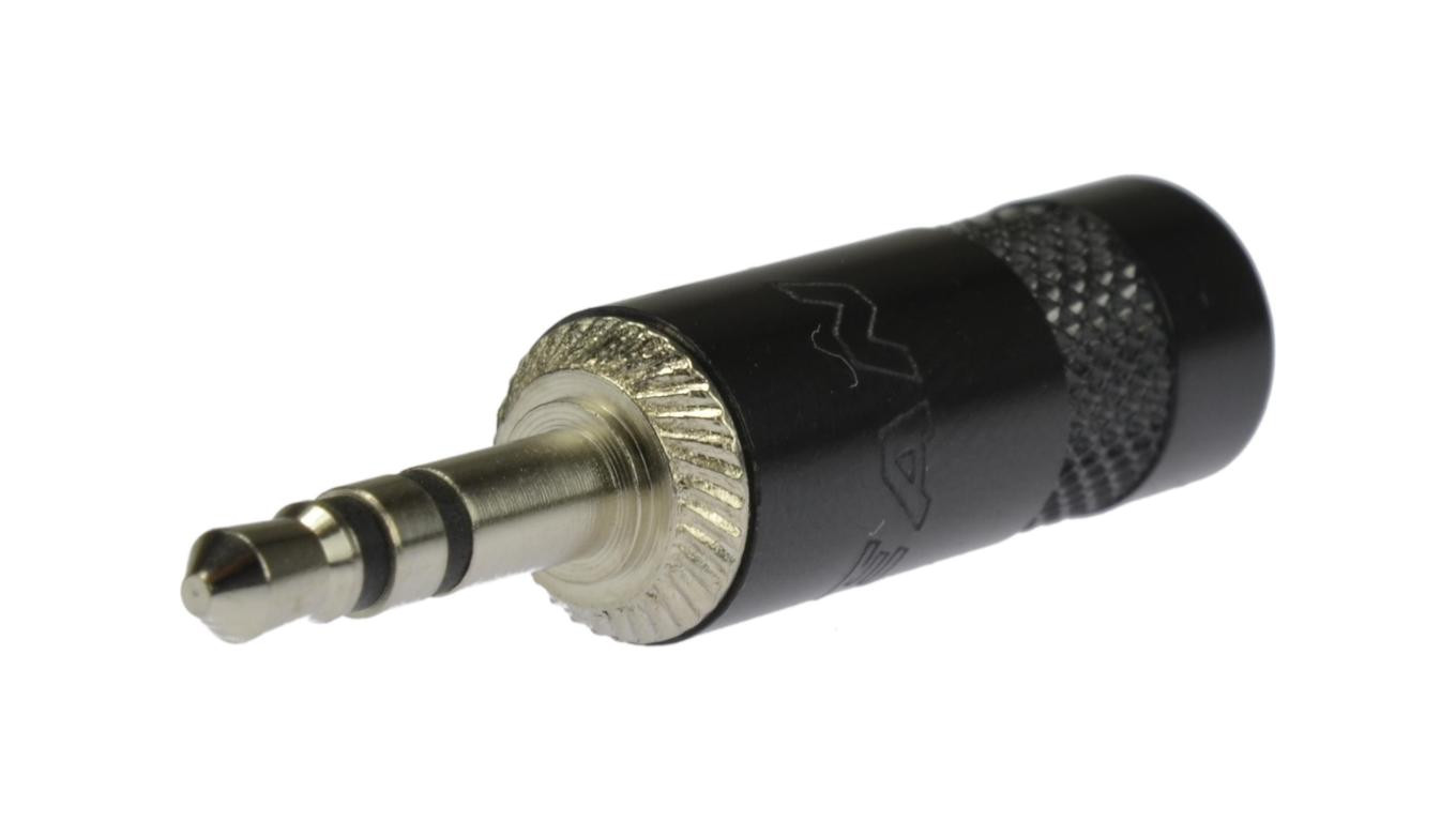 REAN Wtyk Audio AUX mini Jack 3,5mm Stereo na kabel do 4,5mm niklowany czarny NYS231B