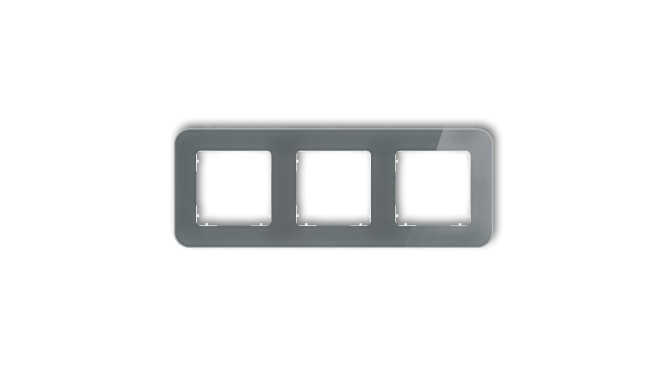 ICON Ramka uniwersalna potrójna zaokrąglona - efekt szkła (ramka: grafitowa spód: biały) 28-0-IRSZ-3