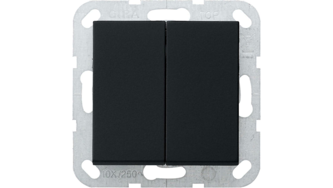Gira Wyłącznik podwójny schodowy Gira System 55 czarny mat