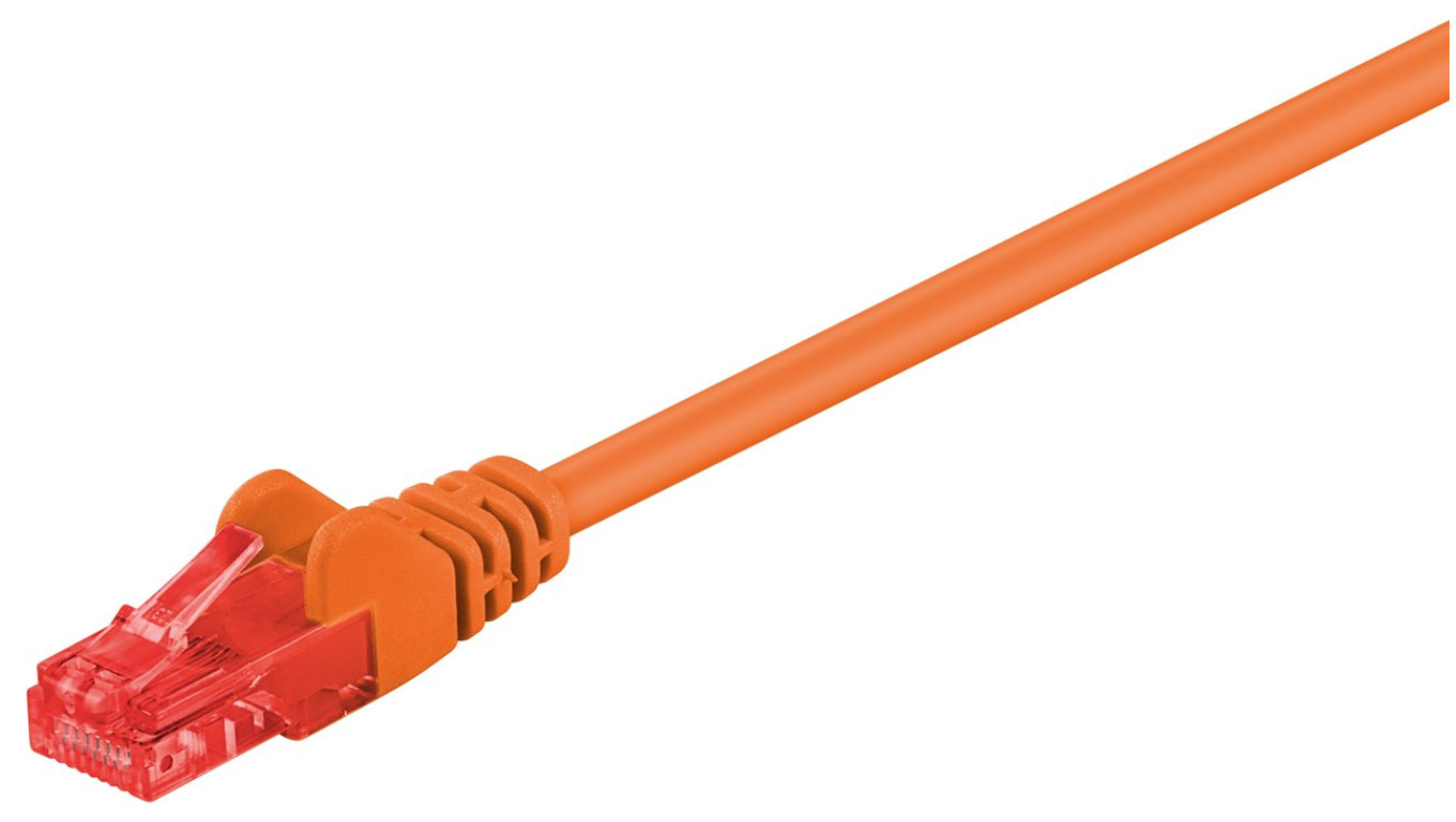 CAT 6Kabel łączący, U/UTP, Pomarańczowy - Długość kabla 0.5 m