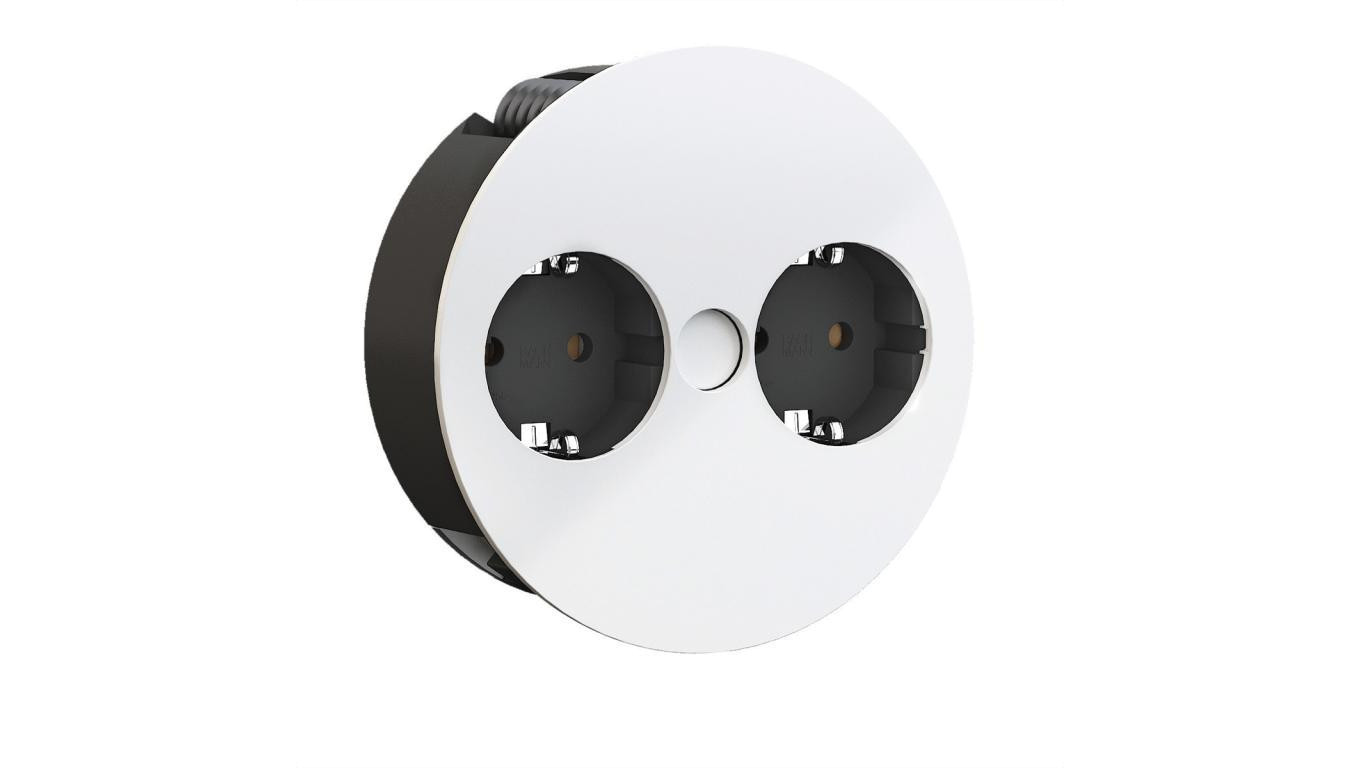 BACHMANN TWIST 2x gniazdo z uziemieniem, tulejki, wtyczka z uziemieniem, biały, 2 m