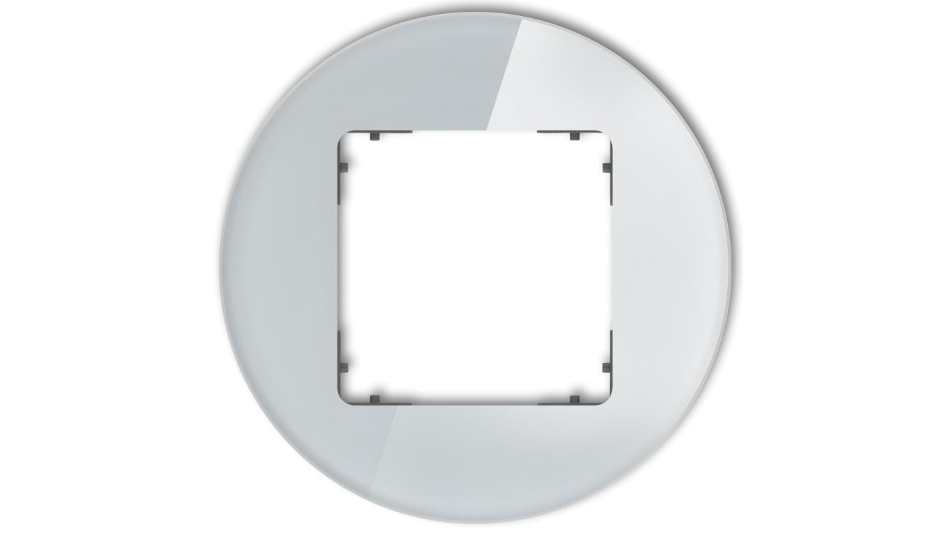 ICON Ramka uniwersalna pojedyncza okrągła - efekt szkła (ramka: szara spód: grafitowy mat) 15-28-IRSO-1