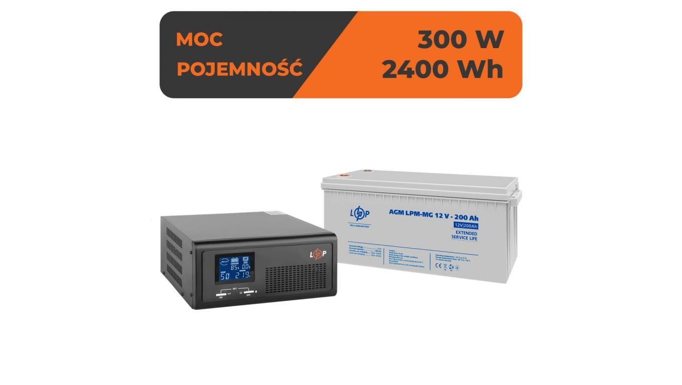 ZESTAW ZASILANIA AWARYJNEGO UPS + AKUMULATOR ŻELOWY 430VA 300W 2400Wh