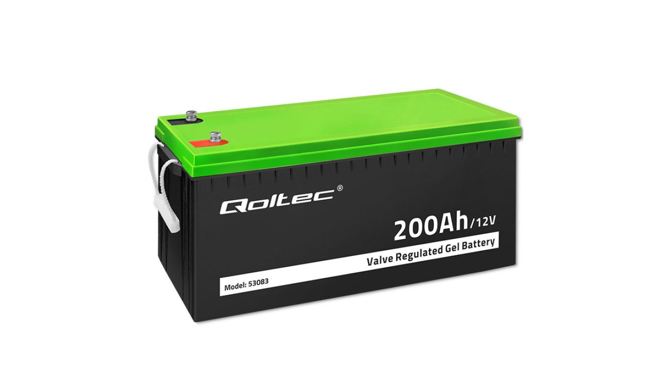 Qoltec Akumulator żelowy GEL 12V 200Ah 59.5kg Bezobsługowy Professional LongLife PV, UPS, kamper, łódź