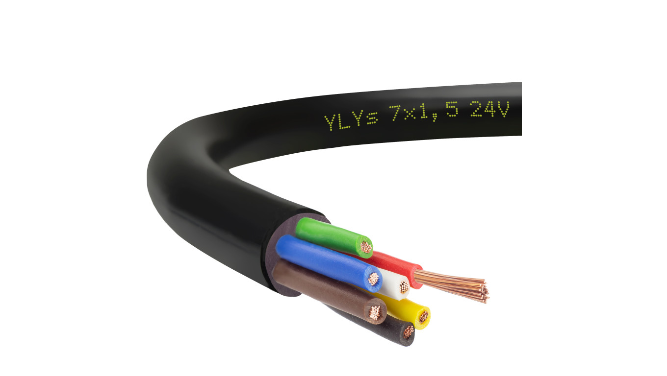 Przewód przyczepowy samochodowy YLYs 7x1,5 24V Elektrokabel /25m/