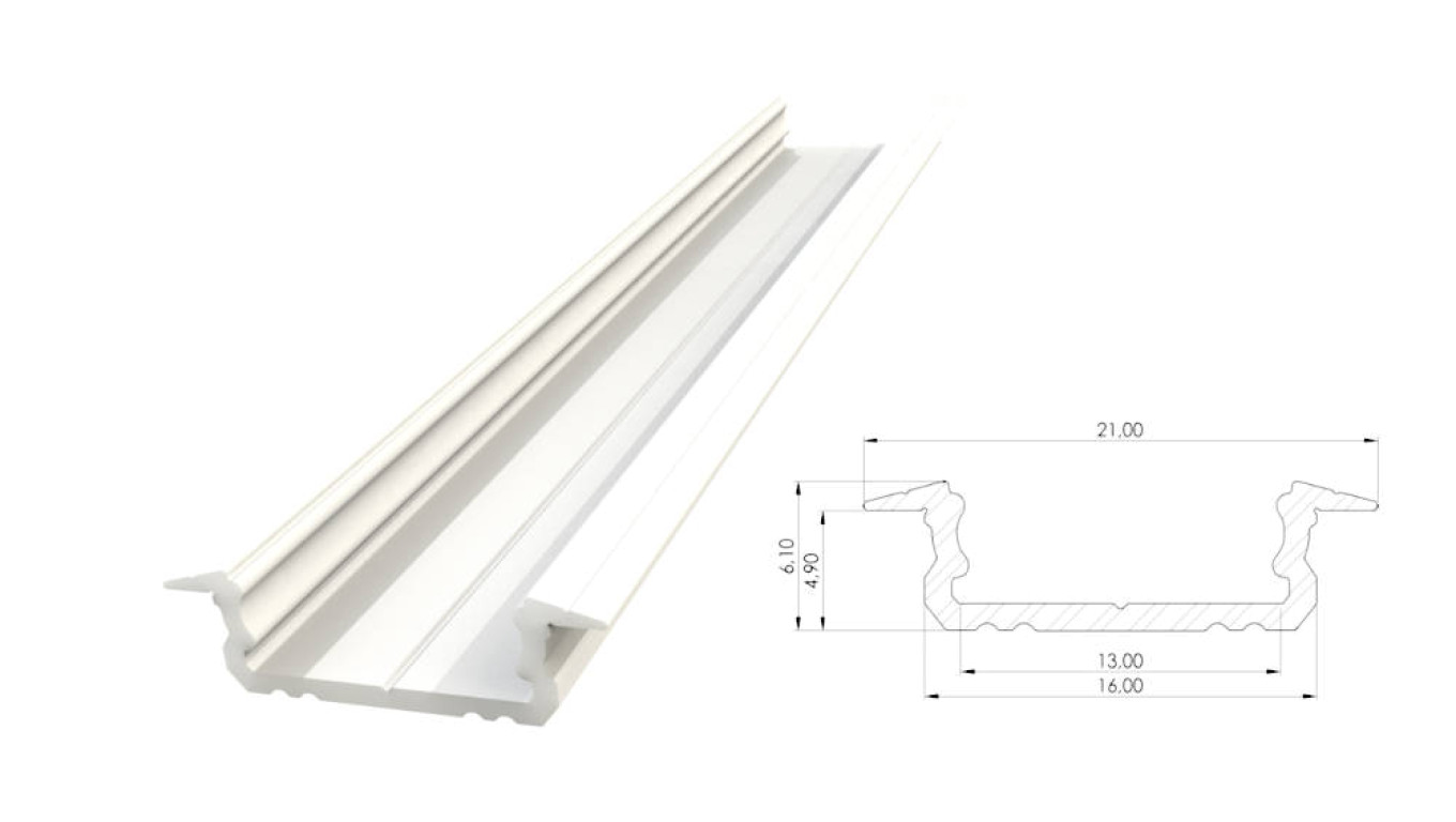 AL12-GLG1-LW-2020 Profil wpuszczany biały. długość 2020mm