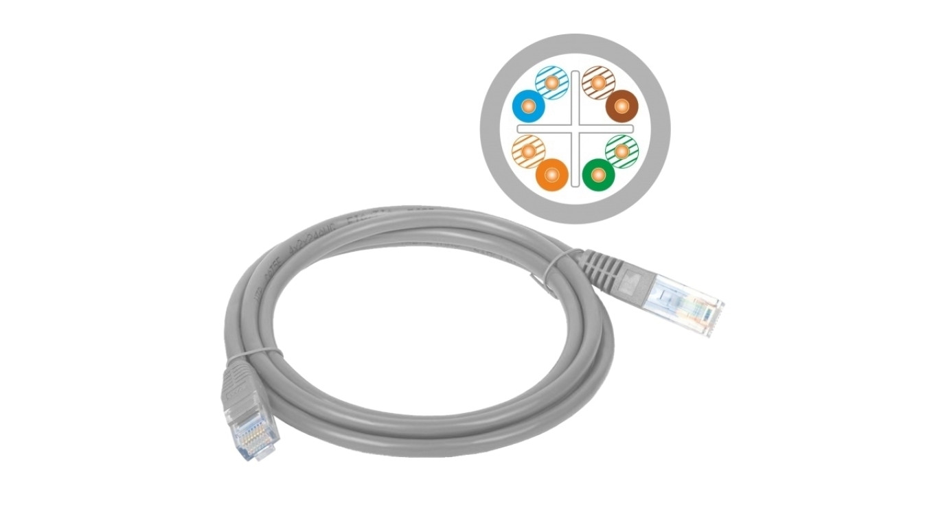 Patchcord UTP kat.6 kabel sieciowy LAN 2x RJ45 linka szary 3m Alantec