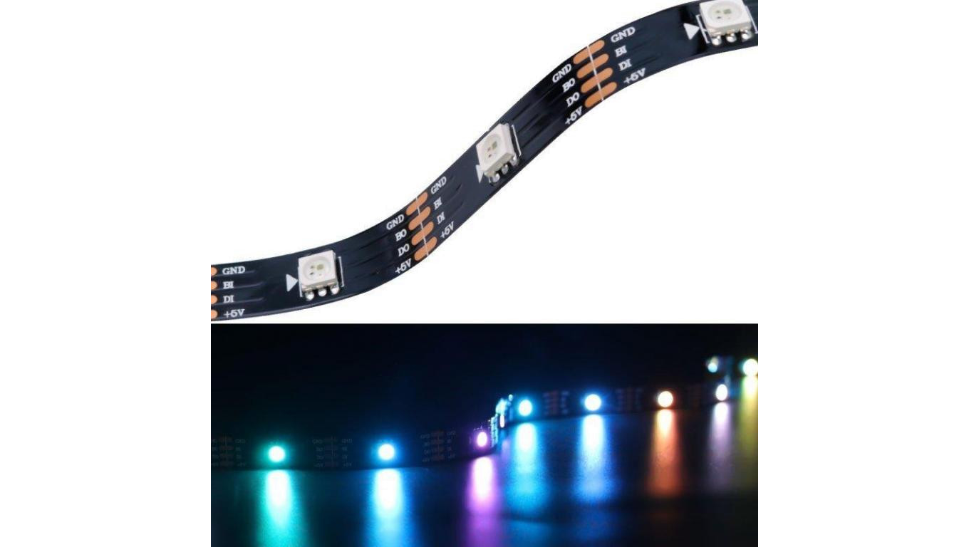 Taśma 12VDC RGB 30 led 5050 IC WS2815 cyfrowa 150 pikseli na 5m ip20 (cięta co 1 diodę) rolka 5m