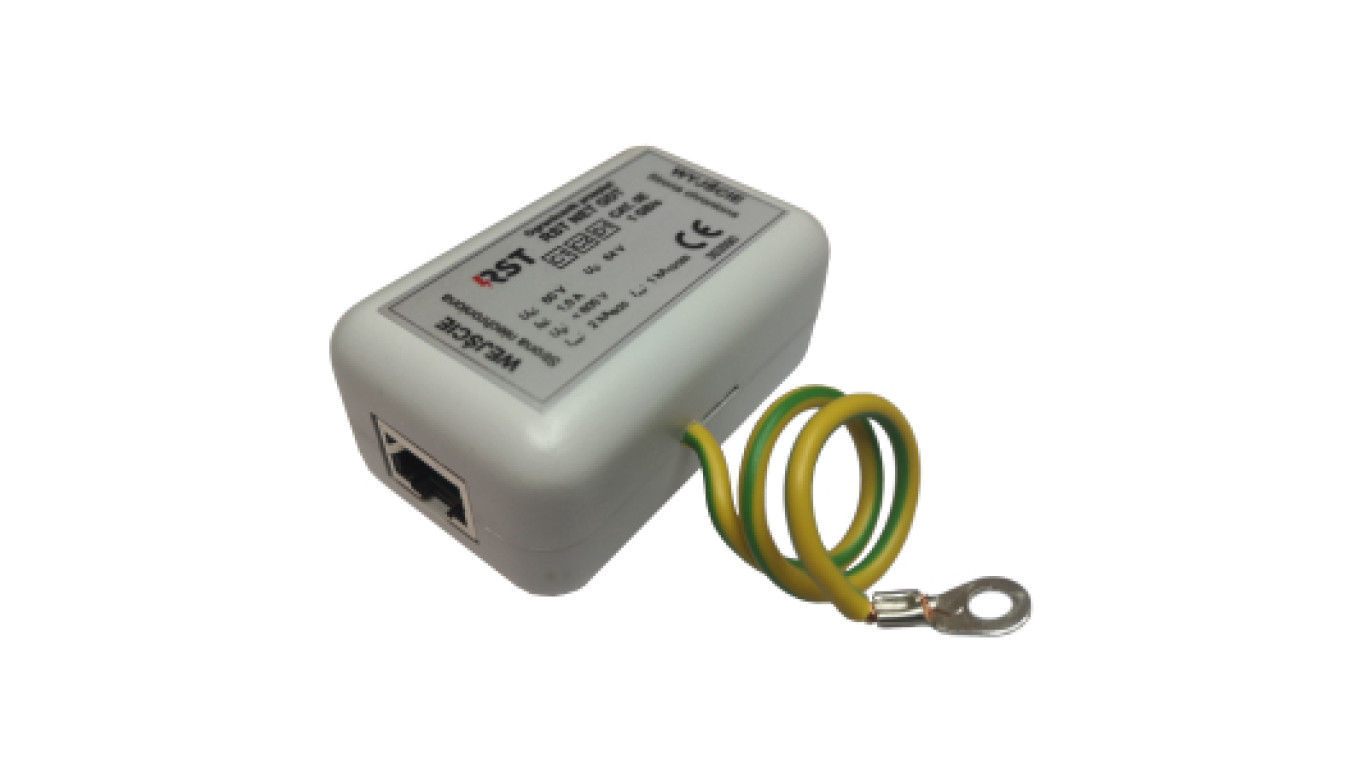 Ochronnik przeciwprzepięciowy RST NET GDT TH do sieci LAN i kamer IP, montowany na szynę TH /303 190/