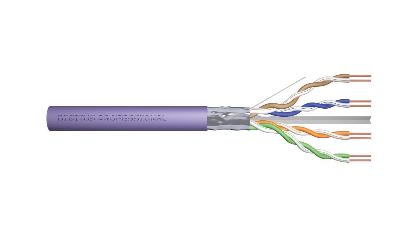 Kabel instalacyjny DIGITUS kat.6, F/UTP, B2ca, AWG 23/1, LSOH, 100m, fioletowy DK-1626-VH-1